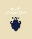 Vector Happy FatherÃ¢â¬â¢s Day Papercut greeting card. World`s Coolest Dad lettering. Man Glasses, Mustache and Beard Royalty Free Stock Photo