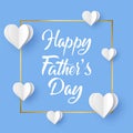 Vector Happy Fathers Day calligraphic inscription for greeting card, festive poster etc. Hand lettering on heart shape