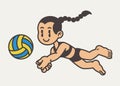 Happy Girl Playing Beach Volleyball Royalty Free Stock Photo