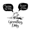 Vector Happy Groundhog Day sketched illustration with hand lettering. February 2 greeting card, poster etc Royalty Free Stock Photo