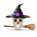 Vector happy halloween elements witch hat, broom