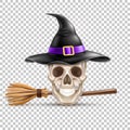 Vector happy halloween elements witch hat, broom