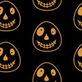 Vector Happy Halloween seamless pattern,classic bundle icons, doodles element for Halloween design. Set of Halloween silhouettes. Royalty Free Stock Photo