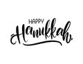 Vector Happy Hanukkah hand lettering. Modern brush calligraphy isolated o white background