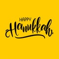 Vector Happy Hanukkah hand lettering. Modern brush calligraphy