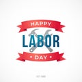 Vector Happy Labor Day greeting card. Royalty Free Stock Photo