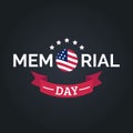 Vector Happy Memorial Day card. National american holiday illustration with USA flag.Festive poster with hand lettering. Royalty Free Stock Photo