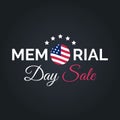 Vector Happy Memorial Day Sale card. National american holiday illustration with USA flag. Discount poster with lettering. Royalty Free Stock Photo