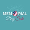 Vector Happy Memorial Day Sale card.National american holiday illustration with USA flag.Discount poster with lettering. Royalty Free Stock Photo