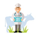 Vector Happy Milkman. Flat style colorful Cartoon illustration