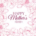 Vector Happy Mother's Day flower illustration. Hand drawn vintag Royalty Free Stock Photo