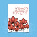 Vector Happy Mothers's Day Greering Card with Flowers Royalty Free Stock Photo