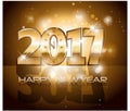 Vector 2017 Happy New Year background with gold clock