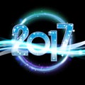 Vector 2017 Happy New Year background with neon light