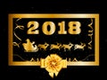Vector 2018 Happy New Year and Christmas background with golden
