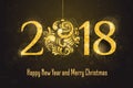 Vector 2018 Happy New Year greeting card Royalty Free Stock Photo