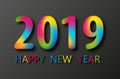 Vector happy new year greeting illustration with colored 2019 numbers Royalty Free Stock Photo