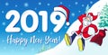 2019 Happy New Year hipster santa card design