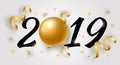 Vector Happy New Year illustration with 2019 Royalty Free Stock Photo