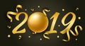 Vector Happy New Year illustration with 2019 Royalty Free Stock Photo