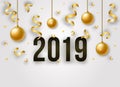 Vector Happy New Year illustration with 2019 Royalty Free Stock Photo