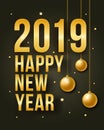 Vector Happy New Year illustration with 2019. Royalty Free Stock Photo