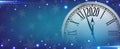 Vector 2020 Happy New Year with retro clock on snowflakes blue background Royalty Free Stock Photo