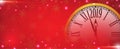 Vector 2019 Happy New Year with retro clock on snowflakes red b