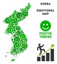 Vector Happy North And South Korea Map Composition of Smileys