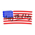 Vector Happy 4th of July lettering with stylized USA national flag. Design element for fourth of July.