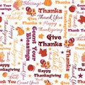 Vector Happy Thanksgiving Text Seamless Pattern