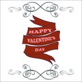 Vector Happy Valentine`s Day greeting card. Hand drawn Royalty Free Stock Photo