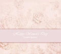 Vector Happy Women day card with delicate pink floral pattern backgrounds