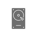 Vector hard drive disk, HDD grey icon.