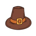 Vector hat. Pilgrim hat in doodle style for the autumn Thanksgiving holiday