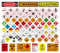 Vector hazardous material signs. All classes
