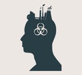 Vector head with factory for brain Royalty Free Stock Photo