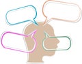 Vector head silhouette with abstract speech bubble Royalty Free Stock Photo