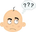 vector head toddler cloud thought and question marks Royalty Free Stock Photo