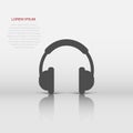 Vector headphone icon in flat style. Earphone headset sign illustration pictogram. Headphones business concept