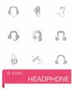 Vector headphone icon set Royalty Free Stock Photo