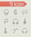 Vector Headphone icon set Royalty Free Stock Photo