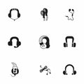 Vector headphone icon set Royalty Free Stock Photo