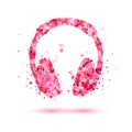 Vector headphone of ponk rose petals. Royalty Free Stock Photo