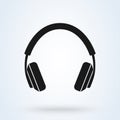 Vector headphones icon. Black symbol silhouette isolated on modern background Royalty Free Stock Photo