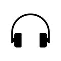 Vector headphones icon. Black symbol silhouette isolated on white background Royalty Free Stock Photo