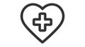 Vector health care icon, white cross in red heart Royalty Free Stock Photo