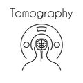 Vector Healthcare Linear Tomography Icon with Brain Symbol and Tomograph