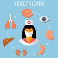 Vector healthcare medical flat background.