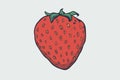 Vector healthy food illustration. Strawberry hand drawn sign. Good for leaflets, cards, posters, prints, menu.